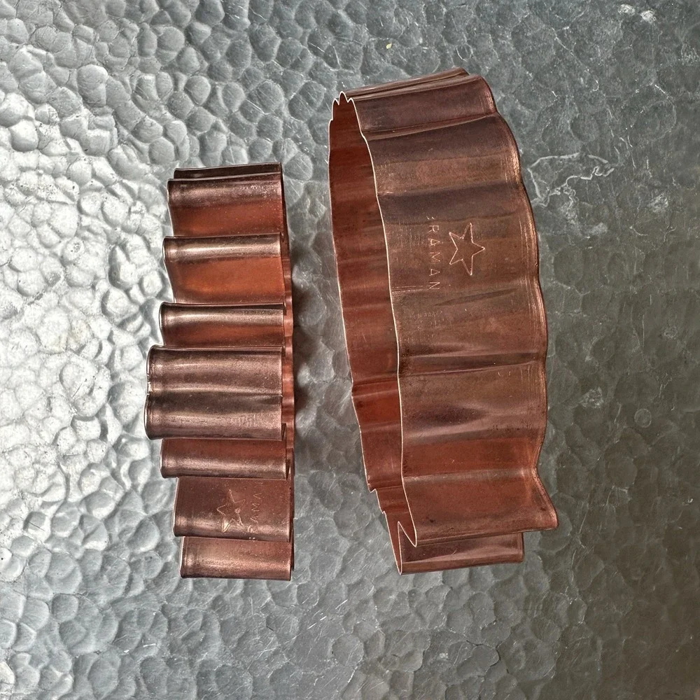 Braman Christmas Wreath and Snowflake Solid Copper Metal Cookie Cutters Lot Of 2